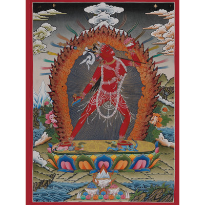 Vajra Yogini Brocadeless Thangka | Hand-Painted Tibetan Tantric Buddhist Wall Art | 24K Gold Feminine Enlightenment & Protection Decor (29.9" x 20.1")
