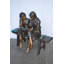 Statue en bronze de deux écolières assises sur un banc - Taille: L 45 po x l 24 po x H 41 po.