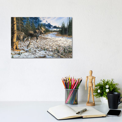 Moose 1 Piece Wrapped Canvas Wall Art