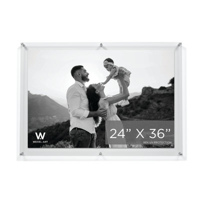 Clear UV-Grade Acrylic Modern Floating Picture Frame - Gold