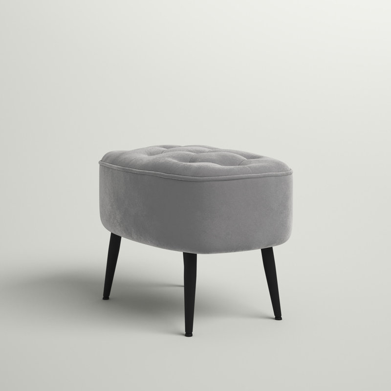 Velvet Ottoman, Gray Velvet