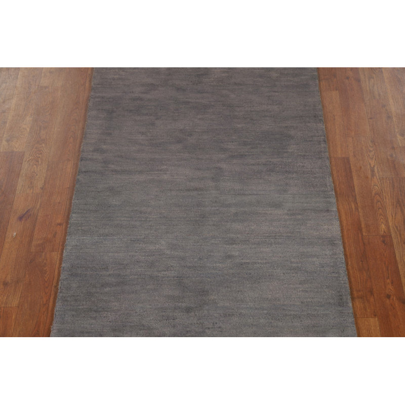 Gray Wool Gabbeh Modern Runner Rug 3x10