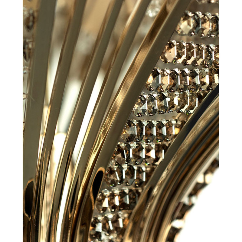 Lustre tambour en cristal Scala Plafond Light, Laiton brossé, Ambre, 46 po de diamètre x 24 po de hauteur