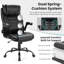 Fauteuil de bureau ergonomique, fauteuil de bureau inclinable avec appui-tête réglable et support lombaire à ressorts ensachés, fauteuil d'ordinateur en cuir à haut dossier confortable avec accoudoirs rabattables