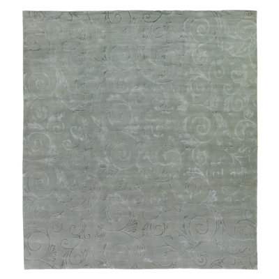 Super Tibetan Hand Woven Silk and Wool Floral Area Rug