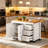 Rolling Kitchen Island with Extendable Drop-Leaf Dining Table, Built-In Power Station, Spice Rack & Adjustable-Shelf Storage Cabinet-129521283