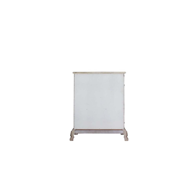 Commode 5 tiroirs Dresden, finition blanc os rétro