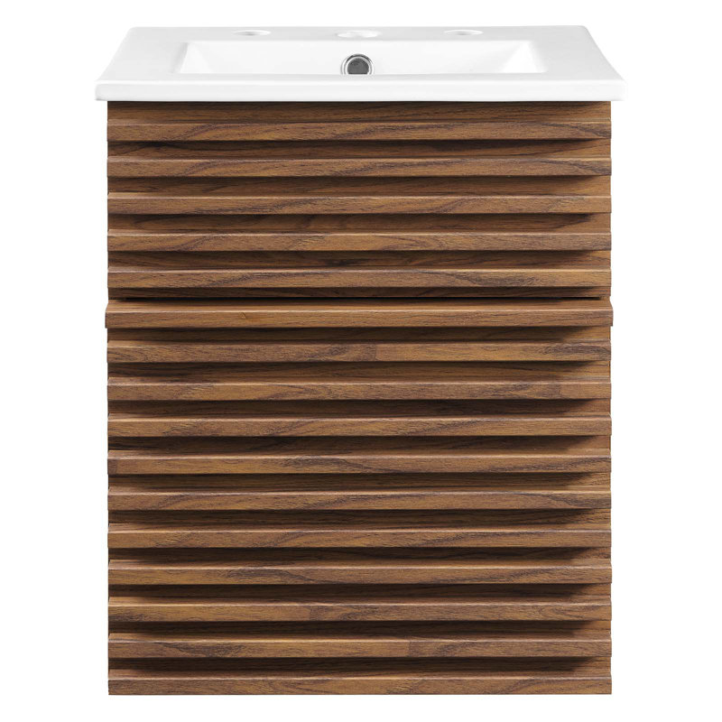 Meuble-lavabo mural 18 po Modway Render, Blanc, Noyer