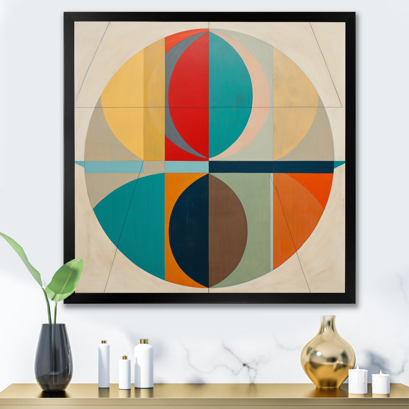 «Serendipity Retro Abstract Midcentury Geometrics I», reproduction sur toile, Cadre simple noir, H 16 po x l 16 po x P 1 po