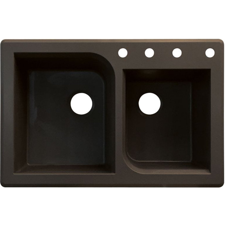 Radius 33.06'' L Drop-In Double Bowl Granite Kitchen Sink
