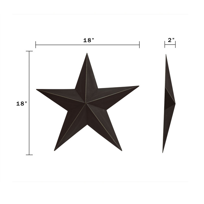 Décoration murale étoile Barn, Noir, H 18 po x l 18 po x P 2 po
