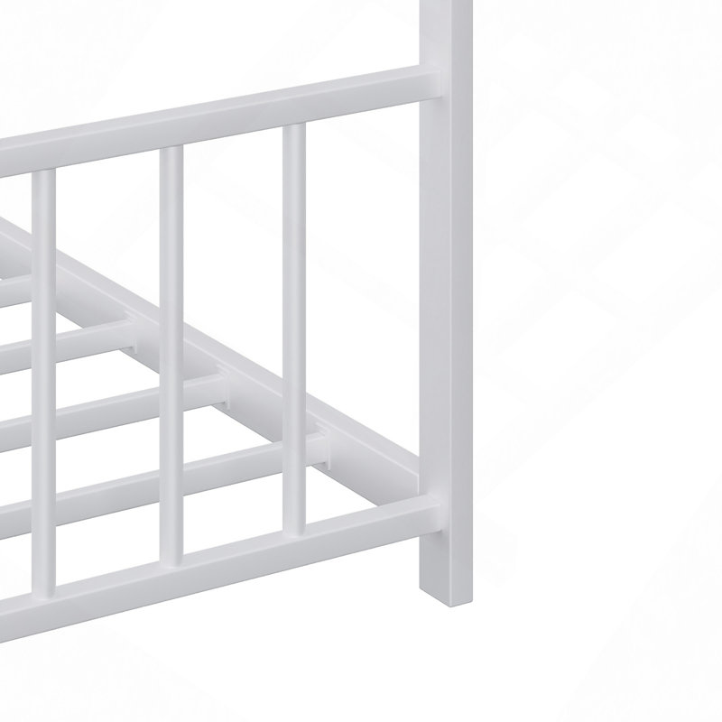 Cadre de lit avec bandes lumineuses à DEL, cadre en fer en forme de toit, L 78,5 po x l 55,9 po x H 58,4 po.