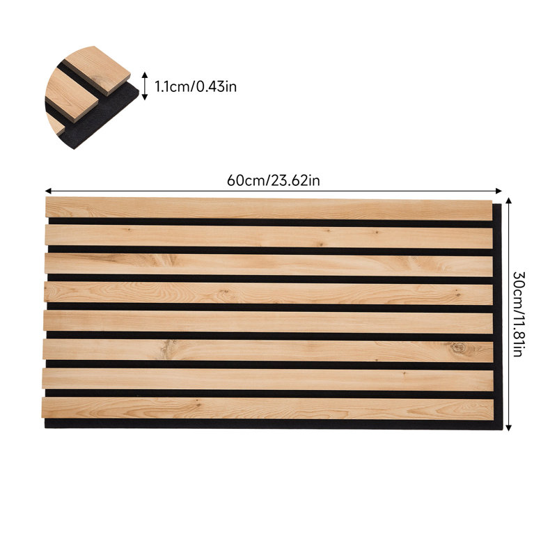 16-Pack Self-adhesive Acoustic Wood Slat Wall Panels for Interior Decor