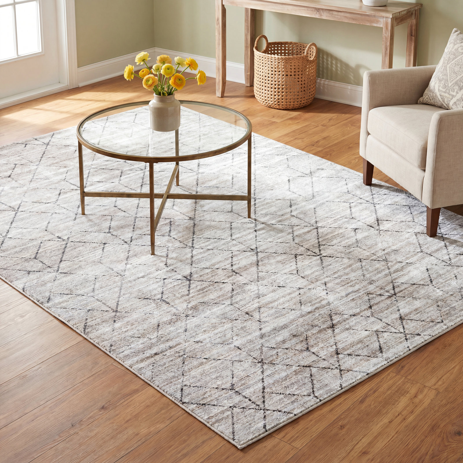 Machine Washable Geometric Rug, Rectangle 8' x 10'
