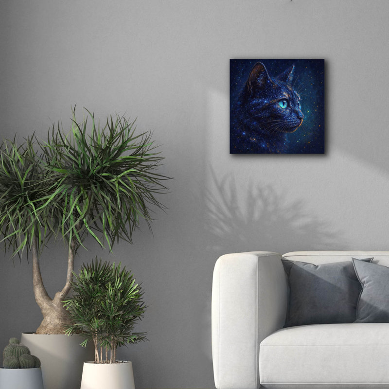 Toile épique Graffiti «Feline Starlight» par Rey Klimt, 18 po x 18 po, H 18 po x l 18 po