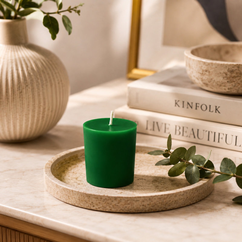 Bougie votive sans parfum Votive, Vert forêt, Ensemble de 12