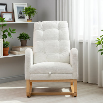 Chaise berçante avec repose-pieds à haut dossier