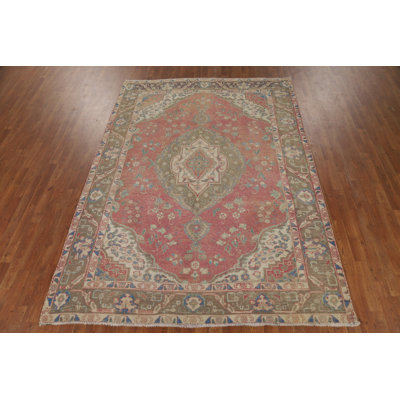 Pink Wool Traditional  Area Rug 6x9