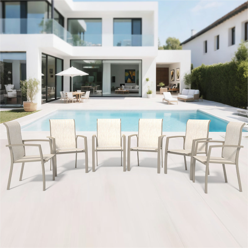 Ensemble de 2 chaises de patio pour l'extérieur VRSHWO, jardin, bord de piscine, Cream Color