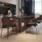 Nut-brown Rectangular Sintered Stone tabletop Dining Table-378864506