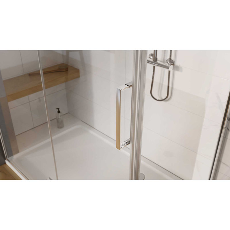 Lane 2000mm H Hinged Frameless Shower Door with Clear Glass, 200 H X 100 W CM