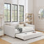 Lit de jour double avec canapé-lit tapissier, avec rayures verticales, tissu en lin, beige (82,5 po x 58 po x 30 po)-1270571098-1270571092