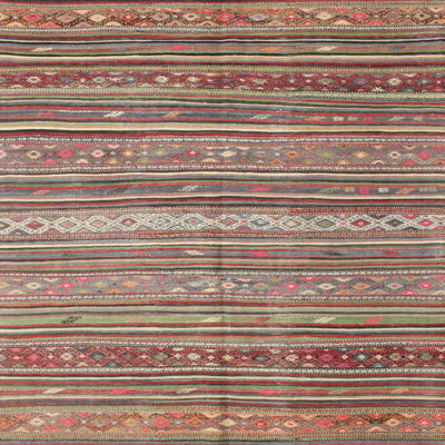 Tapis rouge / vert / brun Southwestern