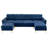 110" L-Shape Convertible Sectional Sofa Couch With Movable Ottoman For Living Room, Apartment, Office, Blue-705489604
