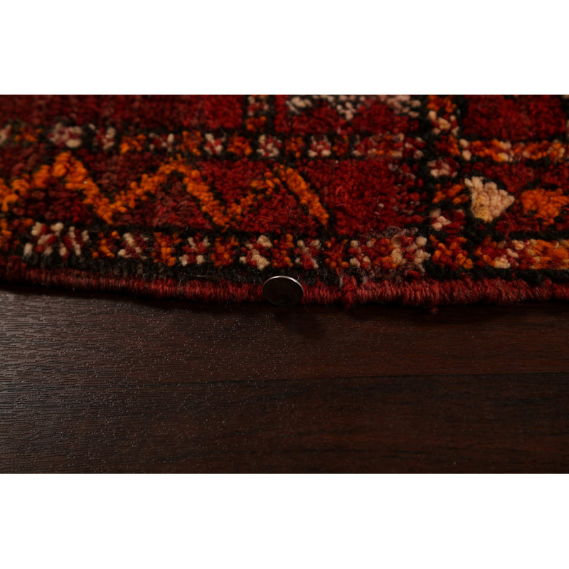 Tapis rouge noué à la main de conception unique 3 pi 7 po x 6 pi