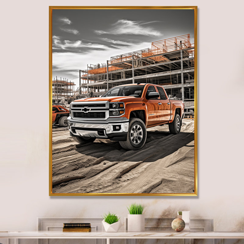 «Tybrook Pickup Truck Construction Chronicles II», reproduction, Cadre flottant doré, H 40 po x l 30 po x P 1,5 po