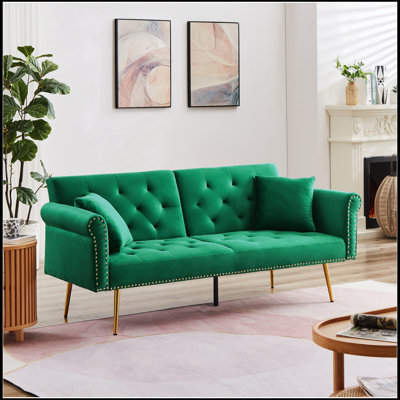 Bhavjal 72.83 " Velvet Sleeper Sofa