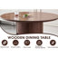 Table de salle à manger ronde avec deux couches de tablettes de rangement. Bureau à thé en bois, porte de rangement à ouverture flexible. Grand espace de rangement, salon ou cuisine