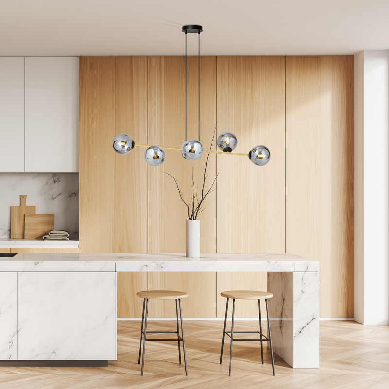Aleeha 6 - Light Kitchen Island Pendant, Black, Grey