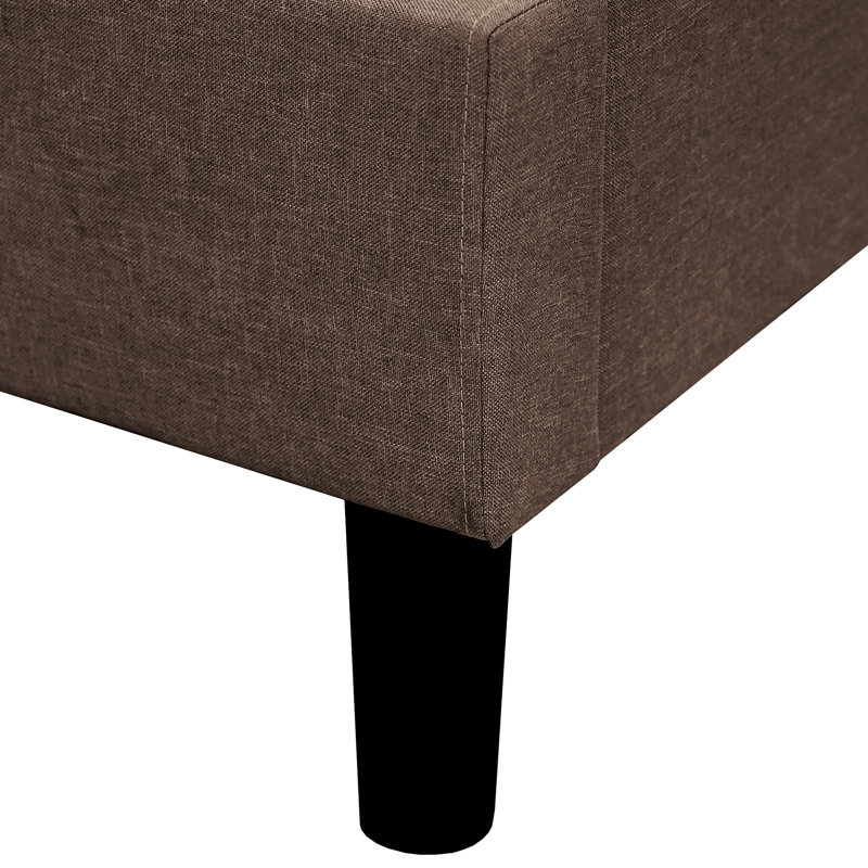 Contemporary Full Size Upholstered Platform Bed, Tufted Headboard, Brown