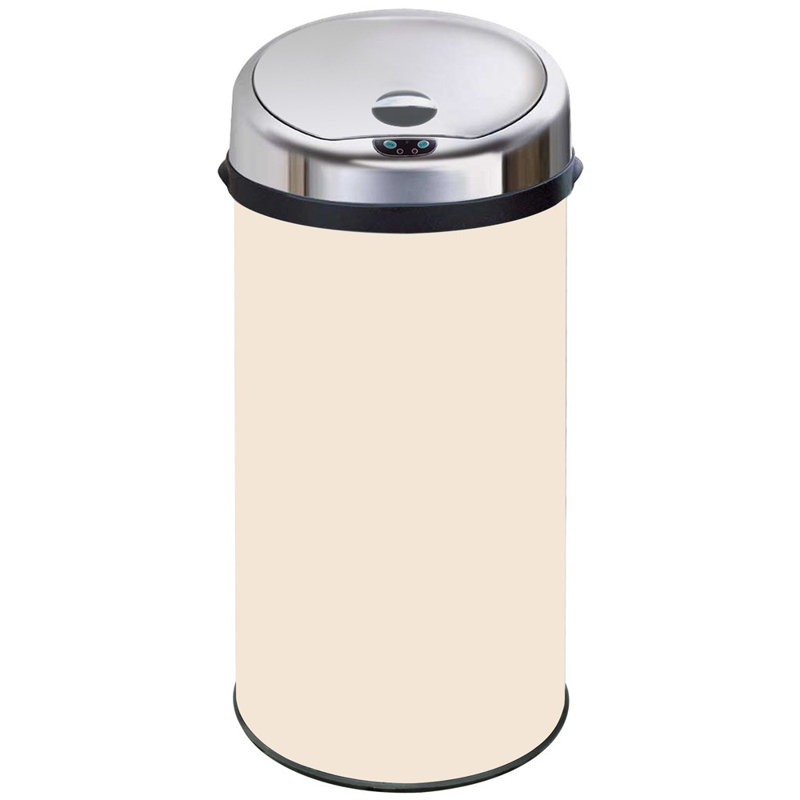 Ladson Steel Motion Sensor Kitchen Trash Can, 42L, Cream