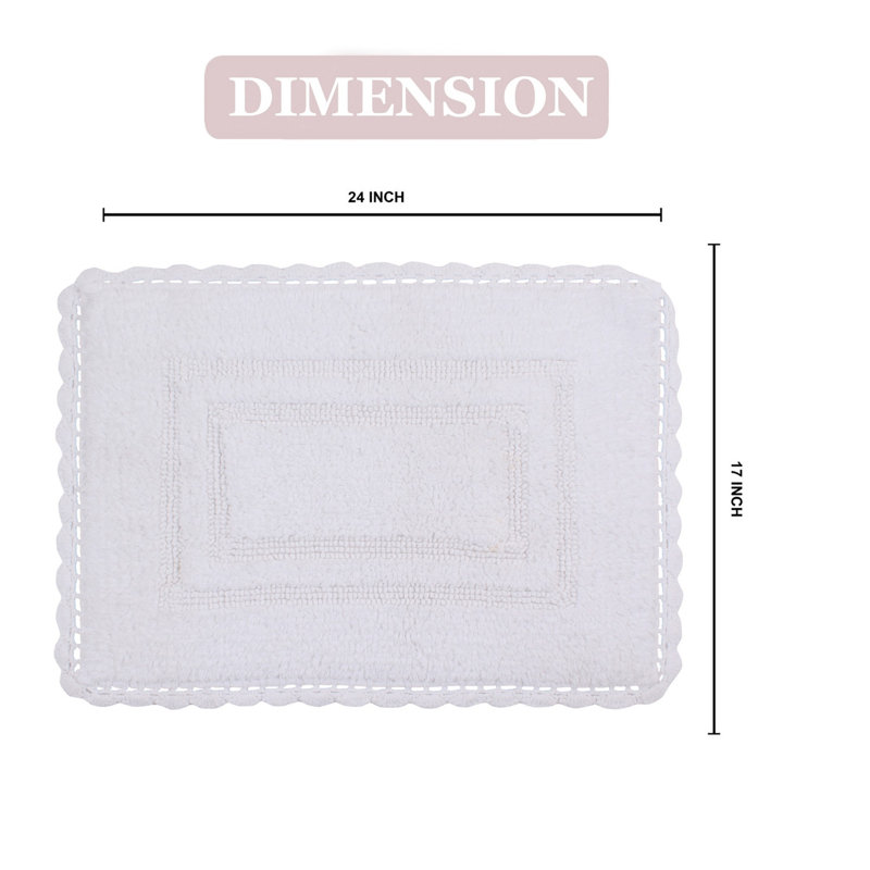 Tapis de bain réversible décontracté 100% coton Casual Elegance Bathmat, Blanc, l 17 po x L 24 po