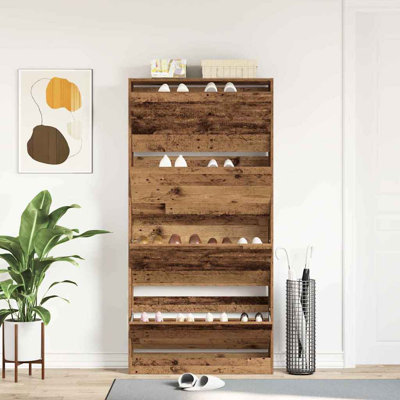 Shoe Cabinet 80 X 21 X 163.5 Cm Engineered Wood