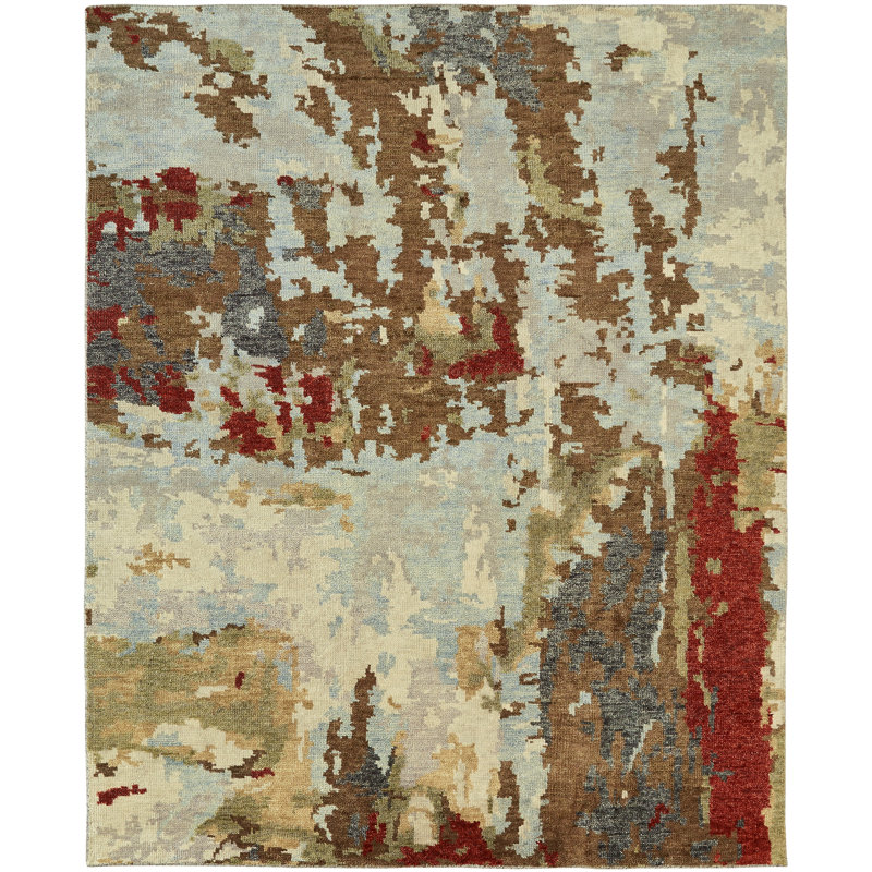 Tapis brun en laine noué à la main Chandley, Rectangle 12 pi x 15 pi