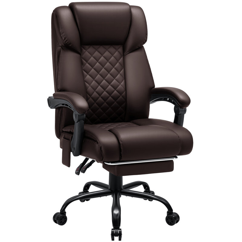 Office Chair With 6 Points Vibration Massage Ergonomic Executive Office Chair Reclining High Back With Foot Rest, Brown