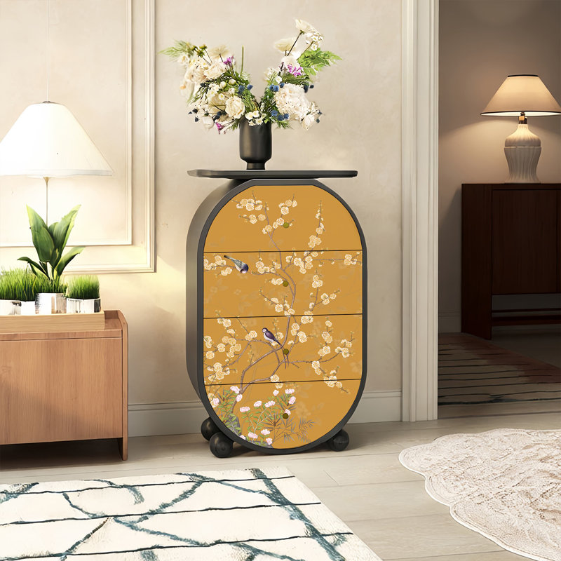 Armoire de rangement 4 tiroirs en bois massif