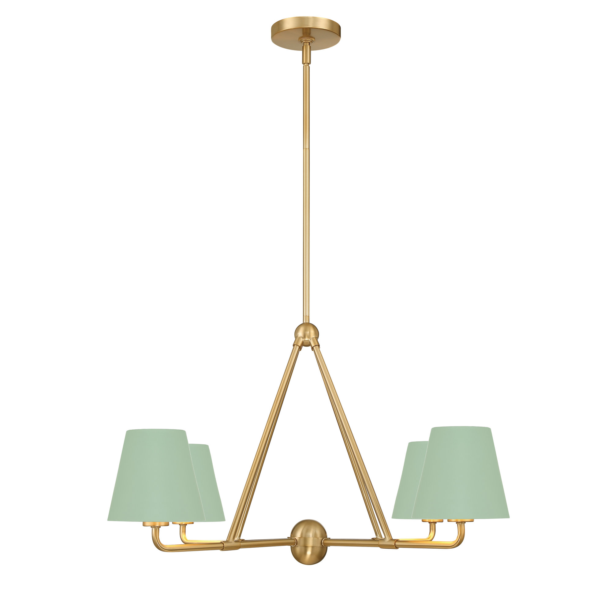 Kinston 4 - Light Shaded Classic Chandelier, Green, Gold