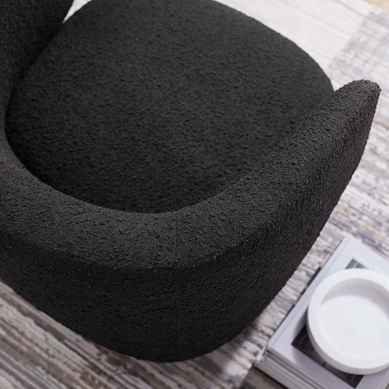 Modway Celestia Boucle Fabric Swivel Chair, Black Polyester Blend