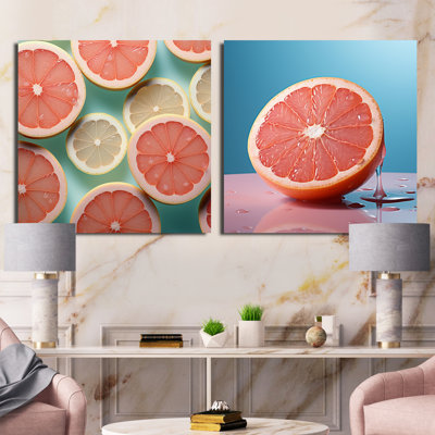 Grapefruit Gradient - Fruits Square Collage Set Of 2