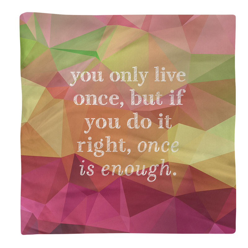 Faux Gemstone You Only Live Once Quote Napkin, Rainbow Pyrite, Cotton, 10" L x 10" W