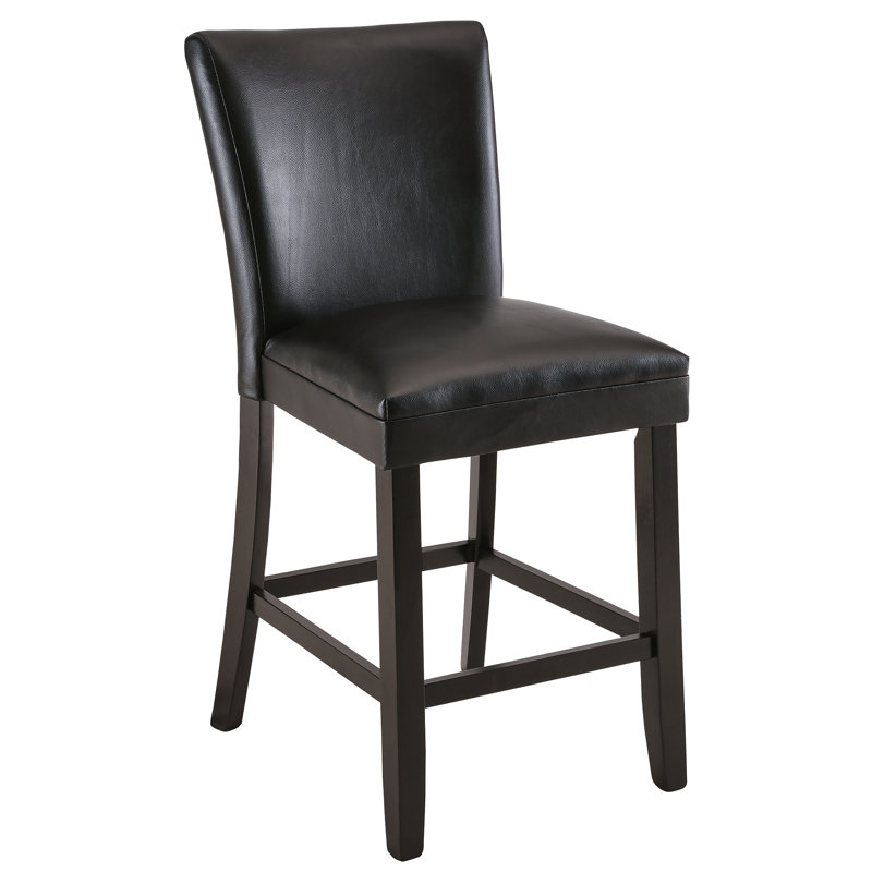Ebian Upholstered Counter Stool with Solid Wood Frame, Black