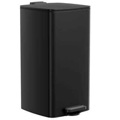 Square Trash Can, 8 Gal/30l Fingerprint-proof Stainless Steel Step Garbage Bin, Soft-close Lid & Removable Bucket For Kitchen, Office, Home(black)