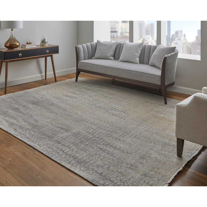 Tapis taupe à motif abstrait moderne Riple, Rectangulaire 3 pi x 5 pi