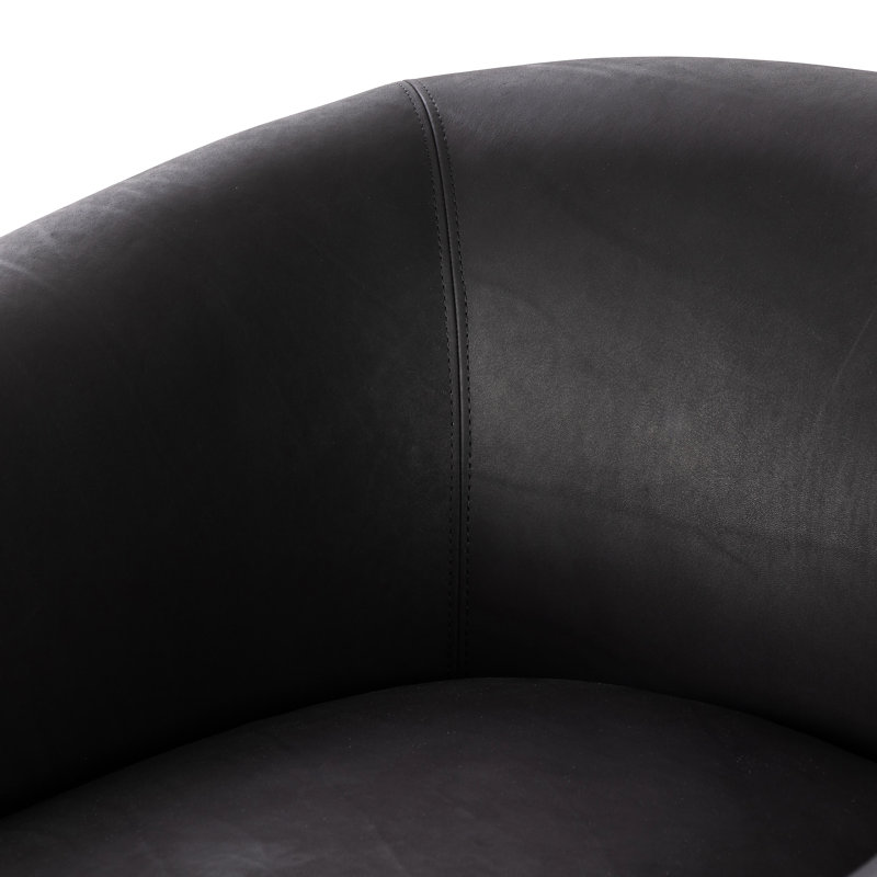 Lyla Barrel Chair, Heirloom Black Leather