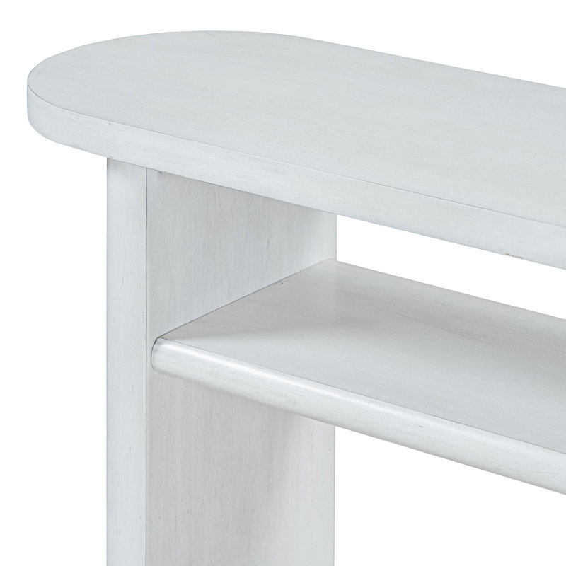 Minimalist Console Table With Shelf, Antique White