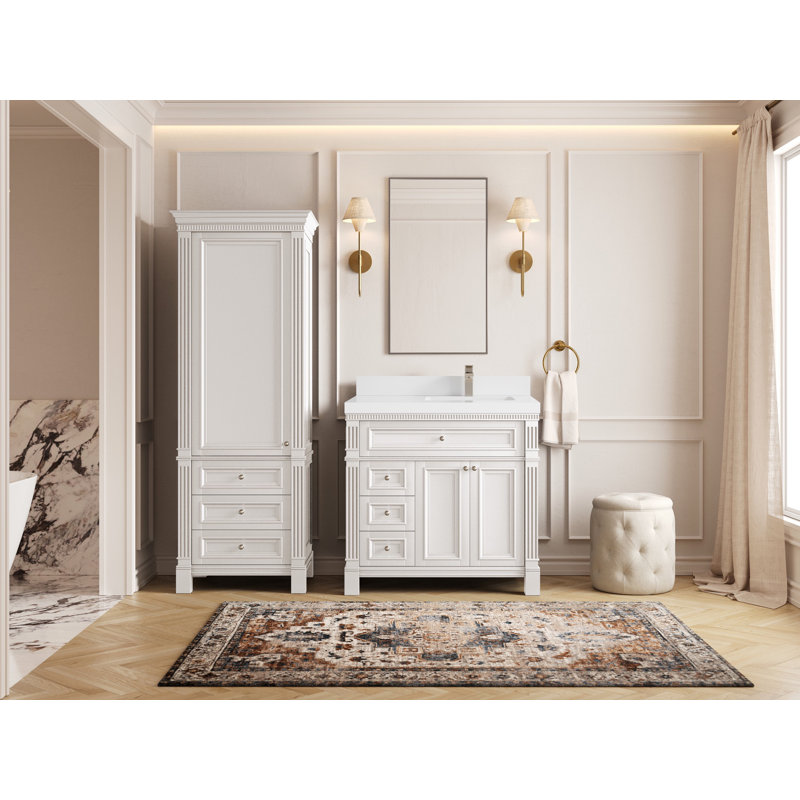 Paris White Freestanding Bathroom Vanity with Quartz Top